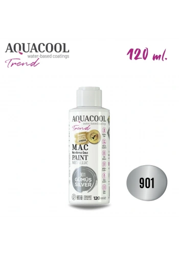 Aquacool Multi Akrilik Boya 120ml 901 Metalik Gümüş