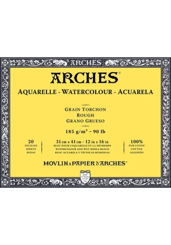 Arches Sulu Boya Defteri Blok Rough - Kalın Doku 185 gr. 31x41 cm. 20 Yaprak