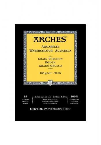 Arches Sulu Boya Defteri Blok Rough - Kalın Doku 185 gr. 15x21 cm. 15 Yaprak