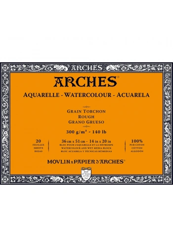 Arches Sulu Boya Defteri Blok Rough - Kalın Doku 300 gr. 36x51 cm. 20 Yaprak