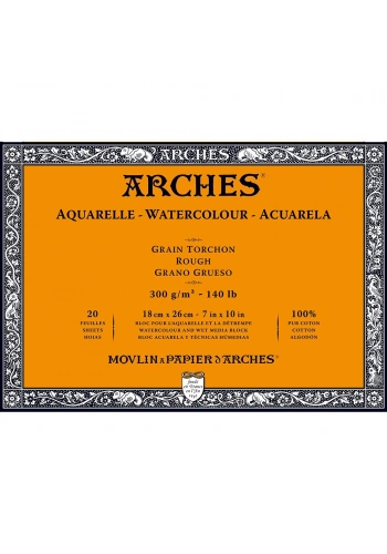 Arches Sulu Boya Defteri Blok Rough - Kalın Doku 300 gr. 18x26 cm. 20 Yaprak