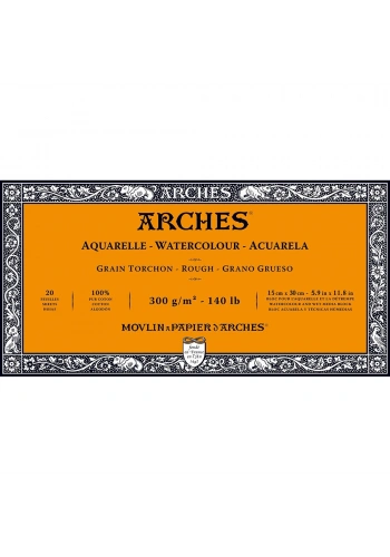 Arches Sulu Boya Defteri Blok Rough - Kalın Doku 300 gr. 15x30 cm. 20 Yaprak