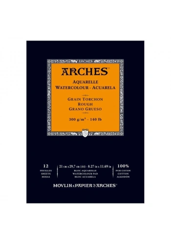 Arches Sulu Boya Defteri Blok Rough - Kalın Doku 300 gr. 21x29 cm. 12 Yaprak