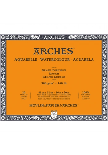 Arches Sulu Boya Defteri Blok Rough - Kalın Doku 300 gr. 41x51 cm. 20 Yaprak