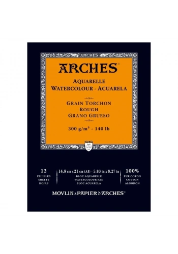 Arches Sulu Boya Defteri Blok Rough - Kalın Doku 300 gr. 15x21 cm. 12 Yaprak
