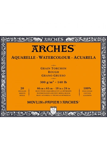 Arches Sulu Boya Defteri Blok Rough - Kalın Doku 300 gr. 46x61 cm. 20 Yaprak