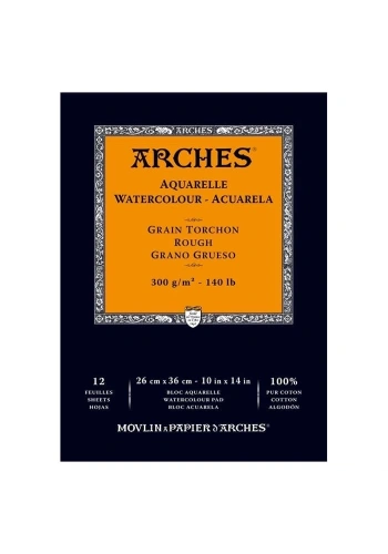 Arches Sulu Boya Defteri Blok Rough - Kalın Doku 300 gr. 26x36 cm. 12 Yaprak