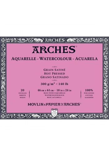 Arches Sulu Boya Defteri Blok Sıcak Baskı - Düz Doku 300 gr. 46x61 cm. 20 Yaprak