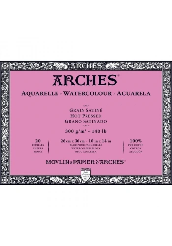 Arches Sulu Boya Defteri Blok Sıcak Baskı - Düz Doku 300 gr. 26x36 cm. 20 Yaprak