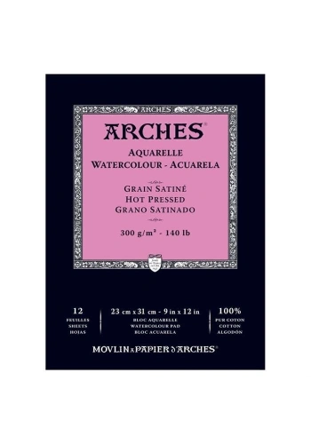 Arches Sulu Boya Defteri Blok Sıcak Baskı - Düz Doku 300 gr. 23x31 cm. 12 Yaprak