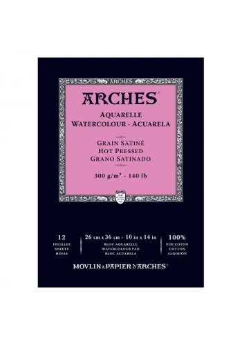 Arches Sulu Boya Defteri Blok Sıcak Baskı - Düz Doku 300 gr. 26x36 cm. 12 Yaprak