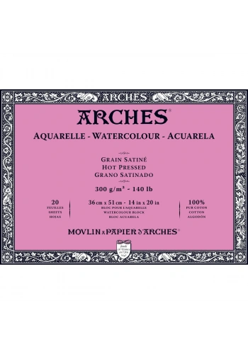 Arches Sulu Boya Defteri Blok Sıcak Baskı - Düz Doku 300 gr. 36x51 cm. 20 Yaprak