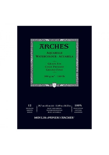 Arches Sulu Boya Defteri Blok Soğuk Baskı - Orta Doku 300 gr. 29x42 cm. 12 Yaprak