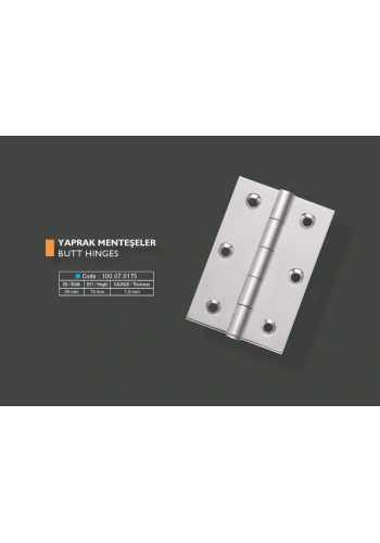 Armetal Yaprak Menteşe Polisajlı 304 Kalite 50X75X1,5 Mm