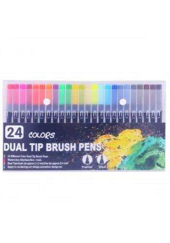Art Elegant Çift Taraflı Fırça Uçlu Kalem 24 Renk