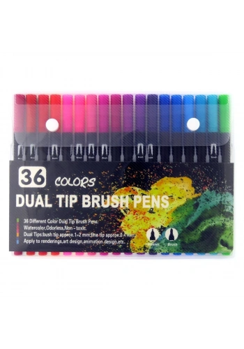 Art Elegant Çift Taraflı Fırça Uçlu Kalem 36 Renk