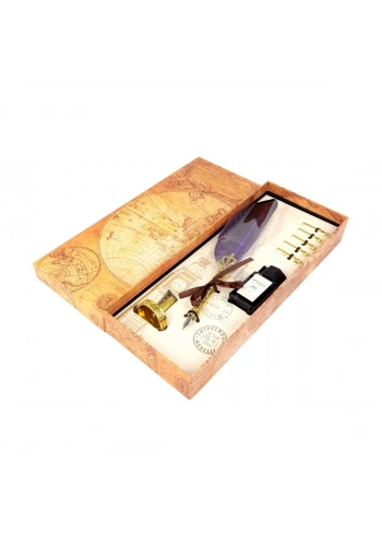 Art Elegant Dolma Ve Kaligrafi Divit Kalem Seti 8 Parça World Map Serisi Mor