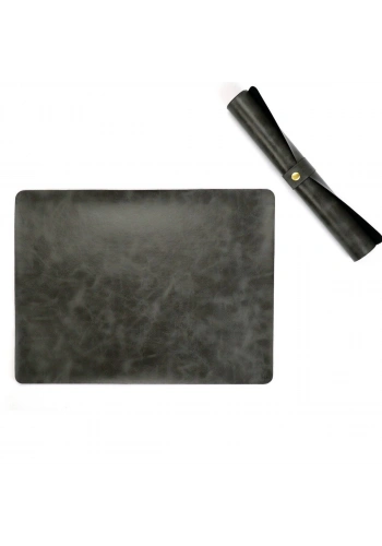 Art Elegant Suni Deri Yazı Altlığı 30x40cm Desenli Gri