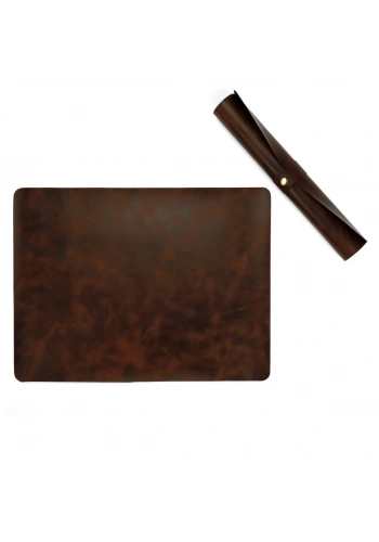 Art Elegant Suni Deri Yazı Altlığı 30x40cm Desenli Koyu Kahve