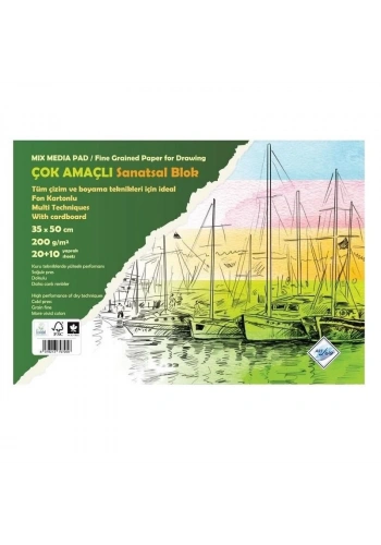 Art Liva Resim Defteri Fon Kartonlu 35x50 cm. 200 gr. 20+10 yaprak (SD-405)