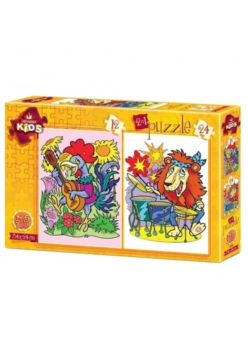 Art Puzzle 12+24 Parça Müzisyen Hayvanlar 4490