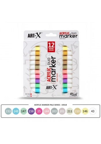 ART-X Çift Uçlu Akrilik Marker Kalem Seti 12li Pale