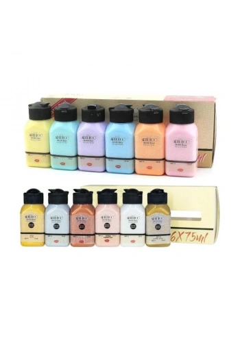 Artdeco Akrilik Boya Seti 12 Renk x 75 ml. Pastel ve Metalik Renkler