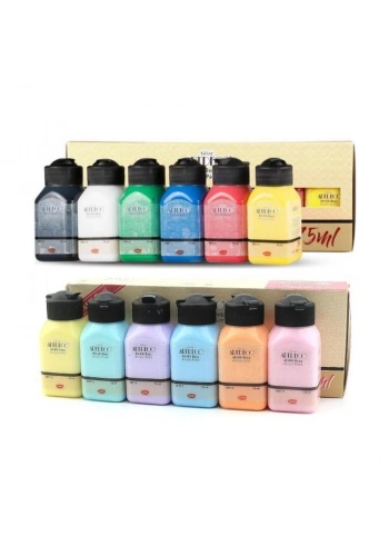 Artdeco Akrilik Boya Seti 12 Renk x 75 ml. Canlı ve Pastel Renkler