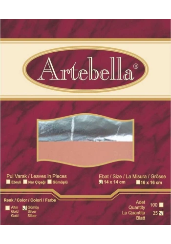 Artebella Metal İmitasyon Yaprak Varak Gümüş 14x14cm 25 Yaprak