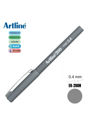 Artline 200 Fine Keçe Uçlu Yazı Kalemi 0.4mm Gri