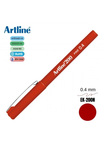 Artline 200 Fine Keçe Uçlu Yazı Kalemi 0.4mm Koyu Kırmızı