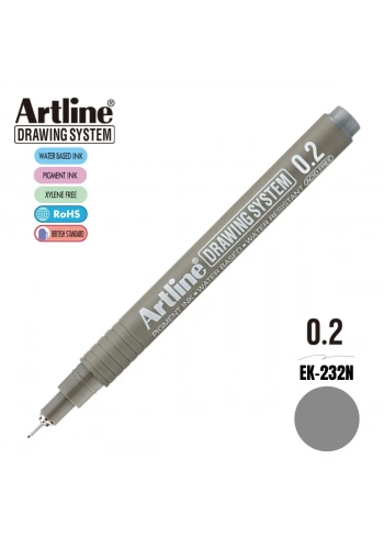Artline Drawing System Teknik Çizim Kalemi 0.2 Gri