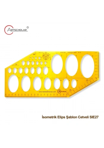 Artscholar 27 İsometrik Elips Şablon Cetveli 19cm