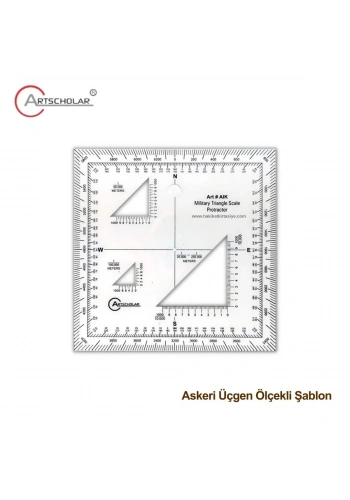Artscholar Askeri Üçgen Ölçekli Şablon Akrilik 15x15cm