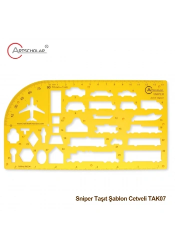Artscholar Sniper Taşıt Şablon Cetveli 14cm-7inç-90derece