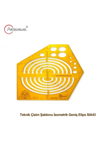 Artscholar Teknik Çizim Şablonu İzometrik Geniş Elips