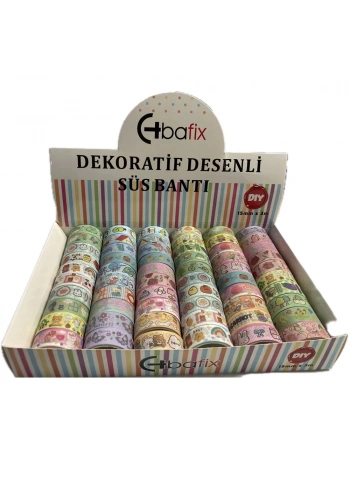 Bafix Desenli Bant Dekoratif Süs Bantı 15 MM x 3 MT 60 LI BFX-DEB0004