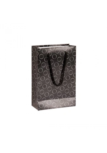 BASKILI SİYAH KARTON HEDİYE VE ALIŞVERİŞ ÇANTASI (11X16) 25 ADET