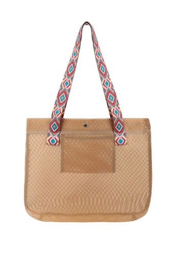 BBack File Kadın Plaj Çantası / Günlük El Ve Omuz Çantası 44x37 cm. TABA