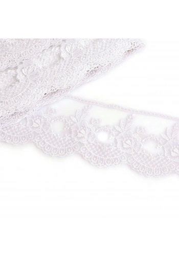 Beyaz Çiçek Desenli Güpür Dantel 67