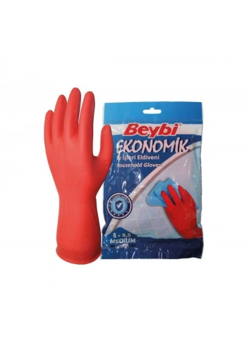 Beybi Ekonomik Ev Tipi Eldiven Kırmızı No 8 - 8,5