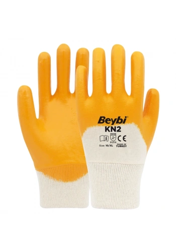 Beybi KN2 3/4 Nitril Kaplı Pamuk Eldiven Sarı No 10