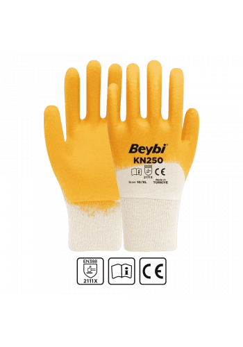 Beybi KN250 Pamuk Nitril Eldiven Sarı No 10