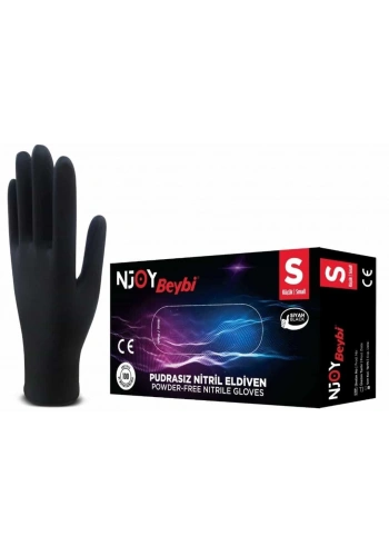 Beybi Njoy Siyah Nitril Medikal Muayene Eldiveni ( S ) 100 Adet