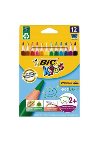 Bic Evolution Jumbo Üçgen Kuru Boya 12 Renk Karton Kutu (8297356)