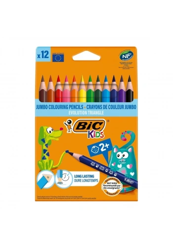 Bic Evolutıon Üçgen Jumbo Boya Kalemi 12 Renk Set