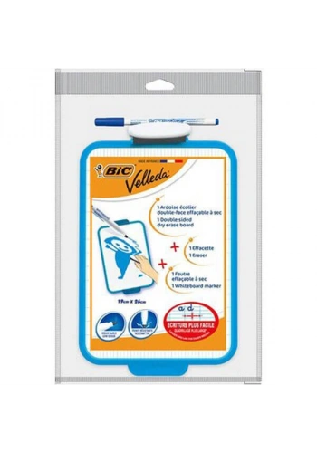 Bic Mini Beyaz Çift Taraflı Yazı Tahtası 17x24.5 Cm. Açık Mavi + Kalem + Silgi (841360)