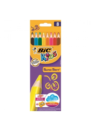 Bic Supersoft Kuru Boya 8 Renk Set + Jumbo Kalem Tıraş