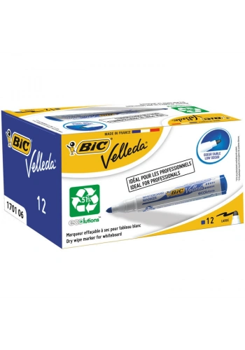 Bic Velleda 1701 Beyaz Tahta Kalemi Mavi 12li Kutu