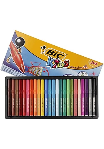 Bic Vısa Yıkanabilir Jumbo Keçeli Boya Kalemi Seti 24 Renk Kutu